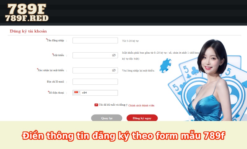 Điền thông tin đăng ký theo form mẫu 789f