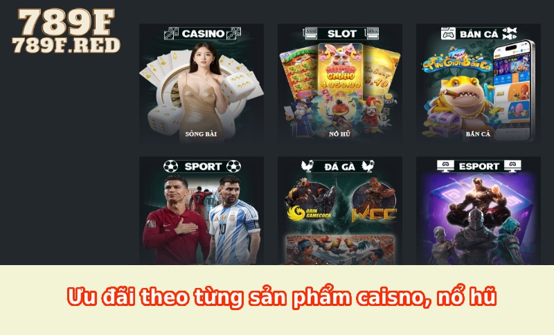 Ưu đãi theo từng sản phẩm caisno, nổ hũ