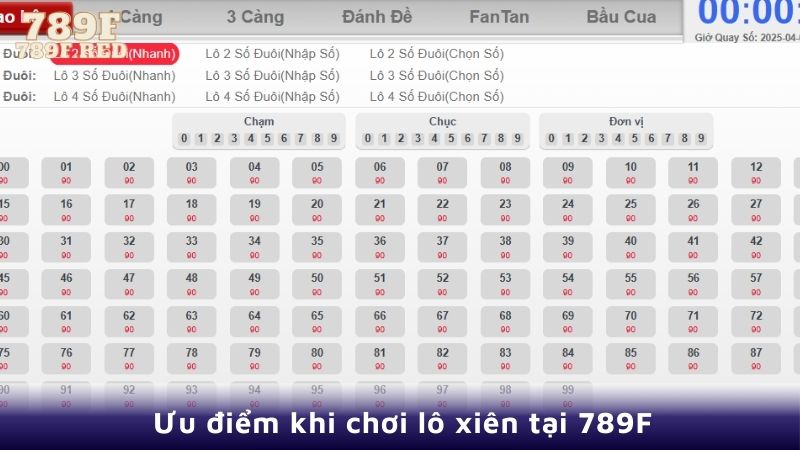 Ưu điểm khi chơi lô xiên tại 789F 