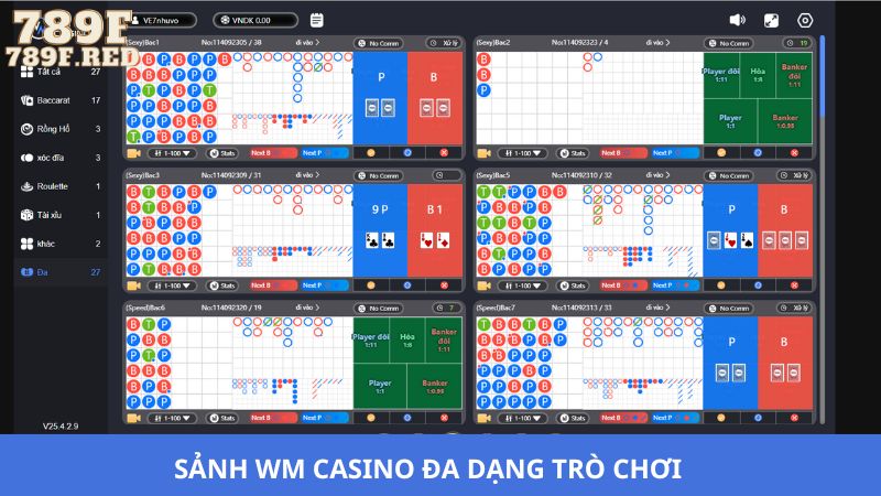 Đa dạng game hấp dẫn có tải sảnh Casino WM